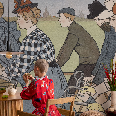 Självhäftande fotovägg med veterancyklistmotiv