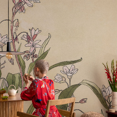 Fototapet barn med blommigt motiv som ger en elegant känsla