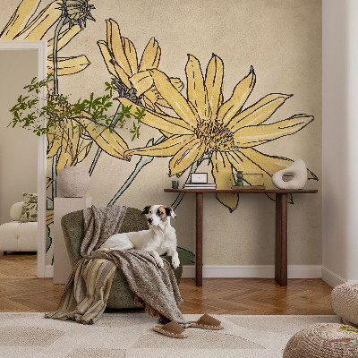 Fototapet för barn med akvarellblommor