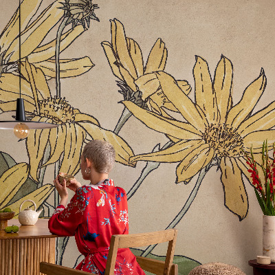 Fototapet för barn med akvarellblommor