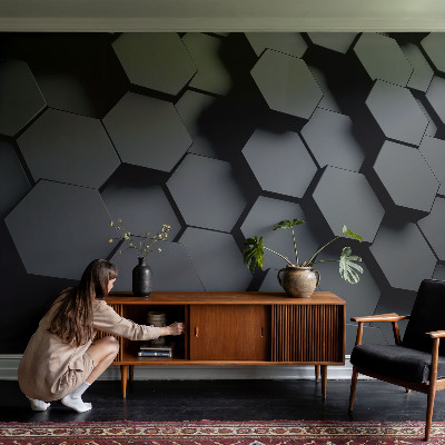 Fototapet för barn med 3D-hexagonmotiv