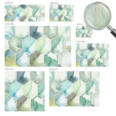 3D fototapet med pastellfärgade hexagoner