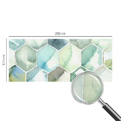 3D fototapet med pastellfärgade hexagoner