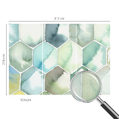 3D fototapet med pastellfärgade hexagoner