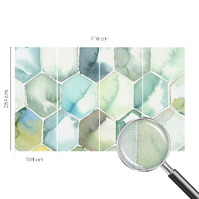 3D fototapet med pastellfärgade hexagoner
