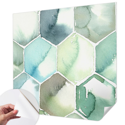3D fototapet med pastellfärgade hexagoner