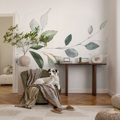 Självhäftande fotovägg Gröna blad