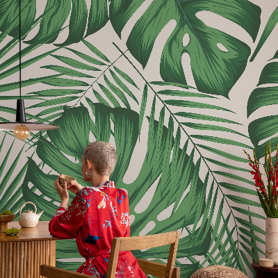 Fototapet barn med tropiska löv i barnvänlig design