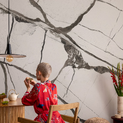 Självhäftande fototapet med motiv av sprucken marmor