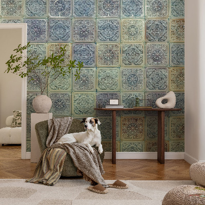 3D fototapet med mönster av geometriska plattor