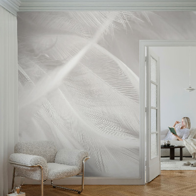 3D fototapet med ett mönster av subtila fjädrar