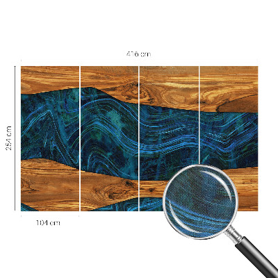 Självhäftande fotovägg Blått trä