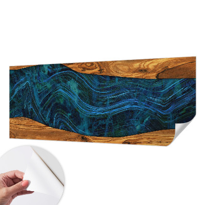 Självhäftande fotovägg Blått trä