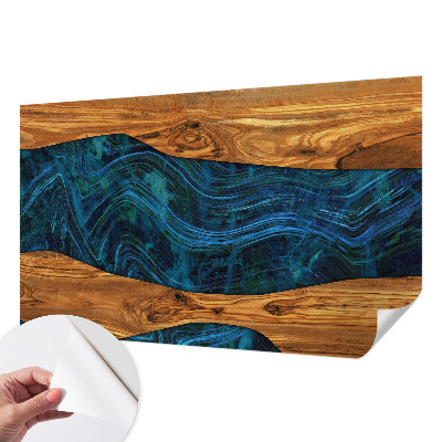 Självhäftande fotovägg Blått trä