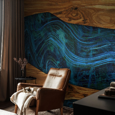 Självhäftande fotovägg Blått trä