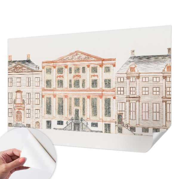 3D fototapet med motiv av klassiska byggnader