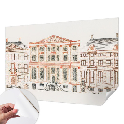 3D fototapet med motiv av klassiska byggnader