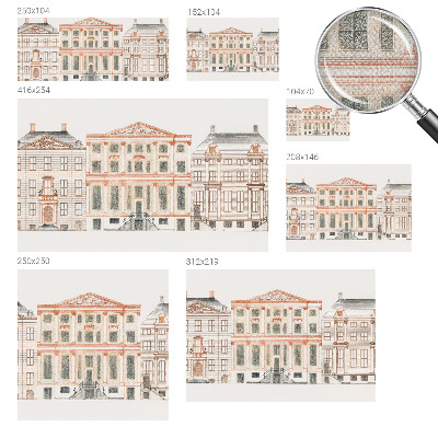 3D fototapet med motiv av klassiska byggnader