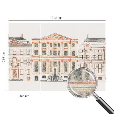 3D fototapet med motiv av klassiska byggnader