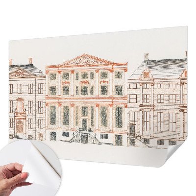 3D fototapet med motiv av klassiska byggnader