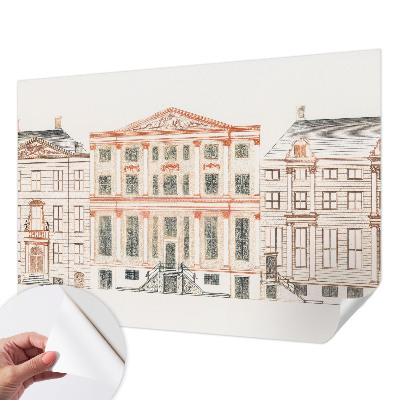 3D fototapet med motiv av klassiska byggnader