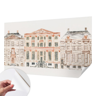 3D fototapet med motiv av klassiska byggnader