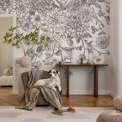 Fototapet barnrum med blommönster