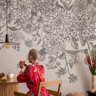 Fototapet barnrum med blommönster