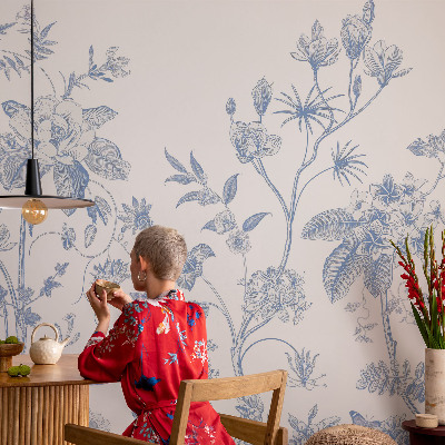 Fototapet barn med blommönster