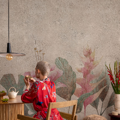 Peel and stick fototapet med ett subtilt blomstertryck