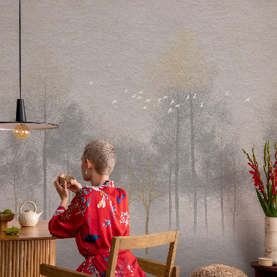 Fototapet barn med motiv av en lugn skog för barnrum