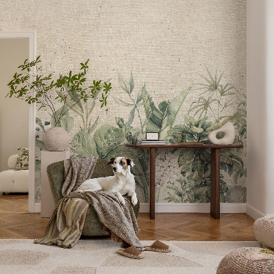 3D fototapet med motiv av en tropisk djungel