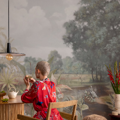 Fototapet barn med ett exotiskt landskap