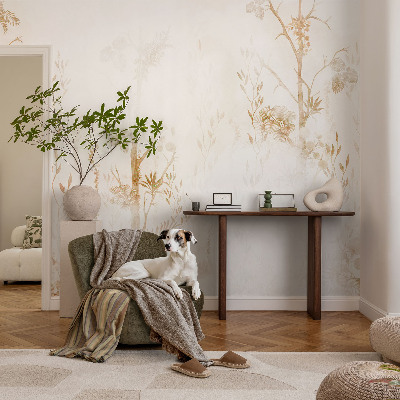 Fototapet för barn med ett botaniskt mönster i elegant design