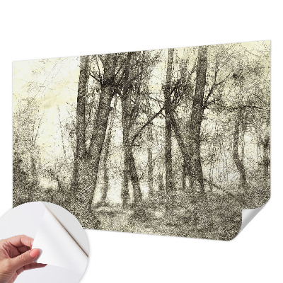 3D fototapet med motiv av en skogsmelankoli