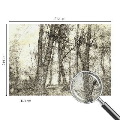3D fototapet med motiv av en skogsmelankoli