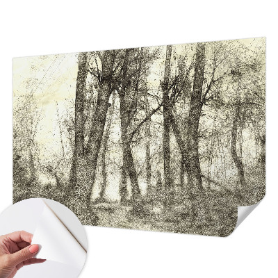 3D fototapet med motiv av en skogsmelankoli