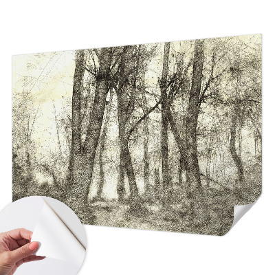 3D fototapet med motiv av en skogsmelankoli