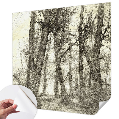 3D fototapet med motiv av en skogsmelankoli
