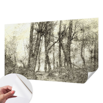 3D fototapet med motiv av en skogsmelankoli