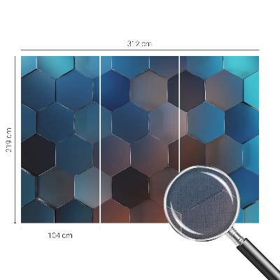 Peel and stick fototapet med blå hexagonmönster