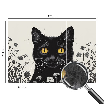 Fototapet barnrum med mönster av katter och blommor