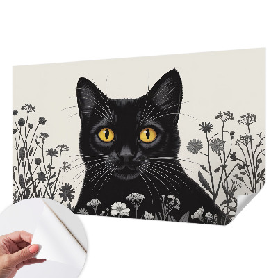 Fototapet barnrum med mönster av katter och blommor