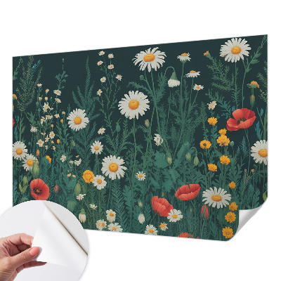 Självhäftande fotovägg med motiv av vildblommor