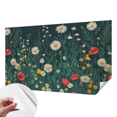 Självhäftande fotovägg med motiv av vildblommor