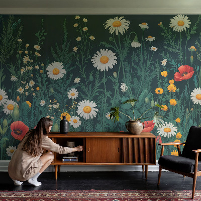 Självhäftande fotovägg med motiv av vildblommor