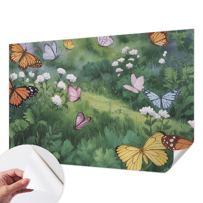 Peel and stick fototapet Fjärilar på ängen