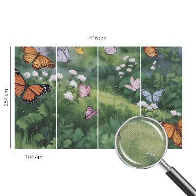 Peel and stick fototapet Fjärilar på ängen