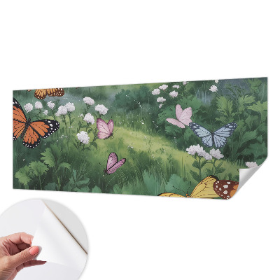 Peel and stick fototapet med motiv av fjärilar på en äng