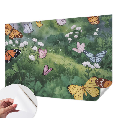 Peel and stick fototapet Fjärilar på ängen